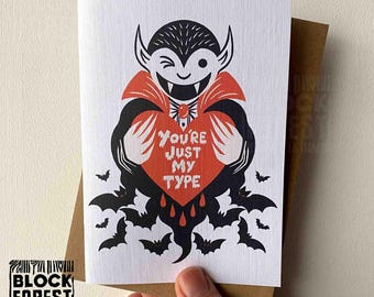 You're Just My Type Vampire Love Gothic Greetings Card