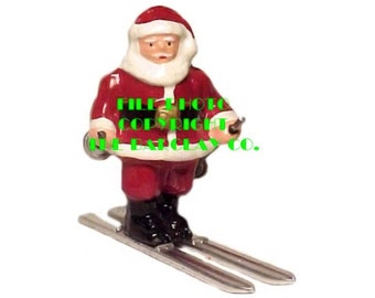 Small Santa On Skis - Hand Cast Vintage Style Metal Figure For Christmas Village Or Model Railroad