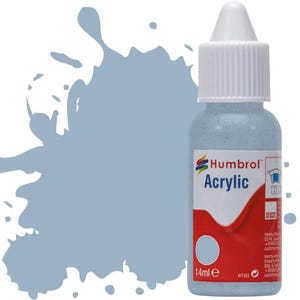 Humbrol Acrylic Model Paint: Ghost Grey, Satin, Shade #127 - 14 ml Dropper Bottle