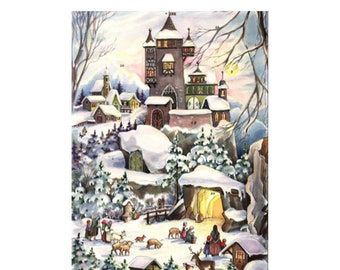 German Advent Calendar - Pastoral Mountainside Scene