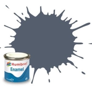 May include: A small can of dark gray enamel paint. The can is labeled "Humbrol Enamel" and has a blue and white design.