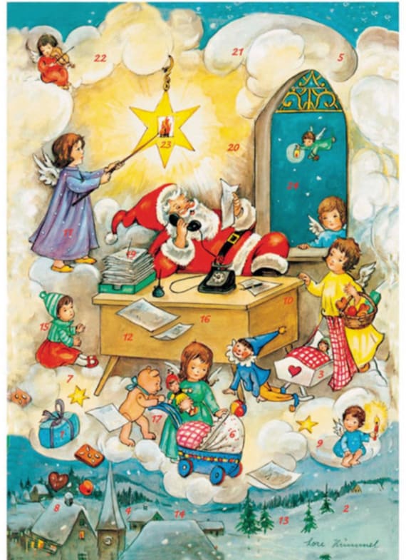 German Advent Calendar Santa at Desk Etsy