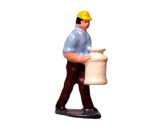 Worker Lugging Milk Can - Hand Cast Vintage Style Metal Figure