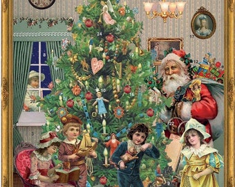 German Advent Calendar - Victorian Christmas Tree Scene