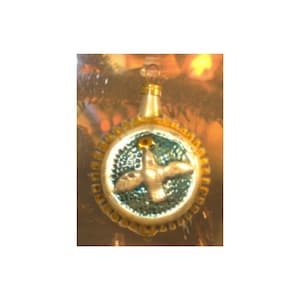 Dove On Disc - Hand Blown &quot;Vintage Look&quot; Glass Ornament from Lauscha, Germany