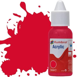 Humbrol Acrylic Model Paint: Red Arrow, Gloss, Shade #238 - 14 ml Dropper Bottle