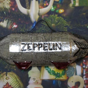 Large Wire Wrapped Zeppelin: Vintage Look Hand Blown Glass Ornament from Lauscha, Germany
