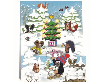 German Advent Calendar - "The Little Mole Celebrates Christmas", Regular Size w/ Fold-out Stand