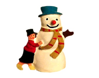 Hugging Snowman - Hand Cast Vintage Style Metal Figure