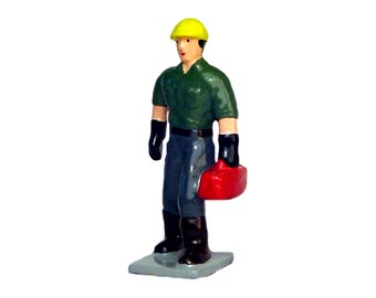 Worker with Tool Box - Hand Cast Vintage Style Metal Figure