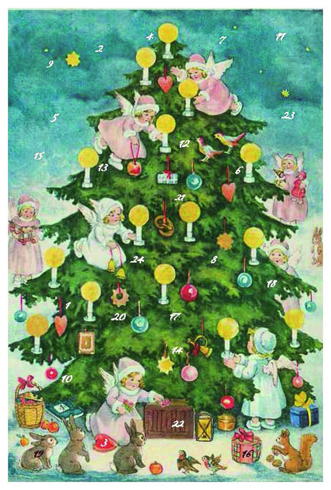 german-christmas-card-advent-calendar-angels-in-christmas-etsy