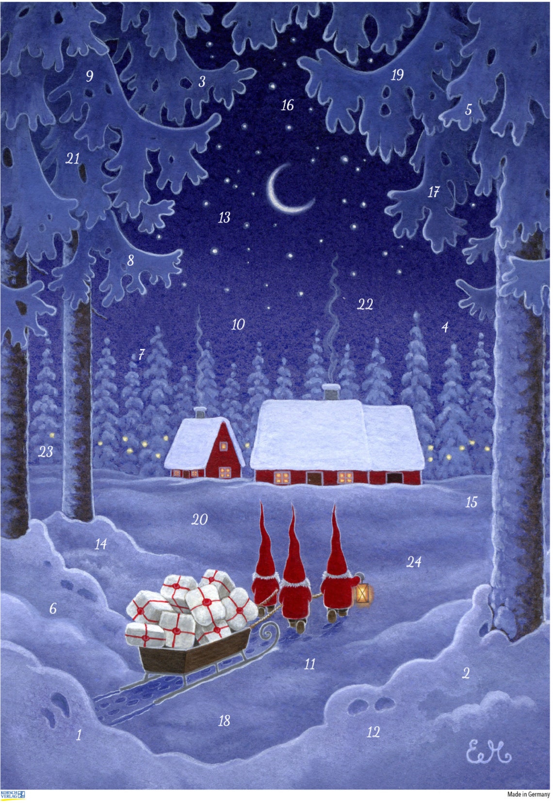 German Advent Calendar Tomte Pulling Sled Etsy