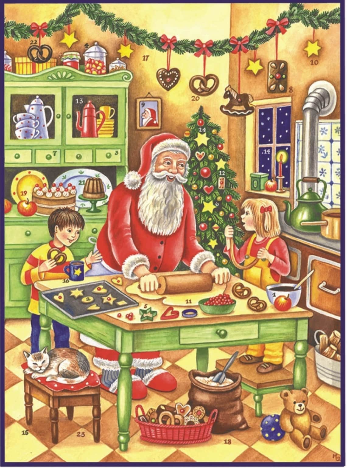 German Advent Calendar Santa Baking Etsy
