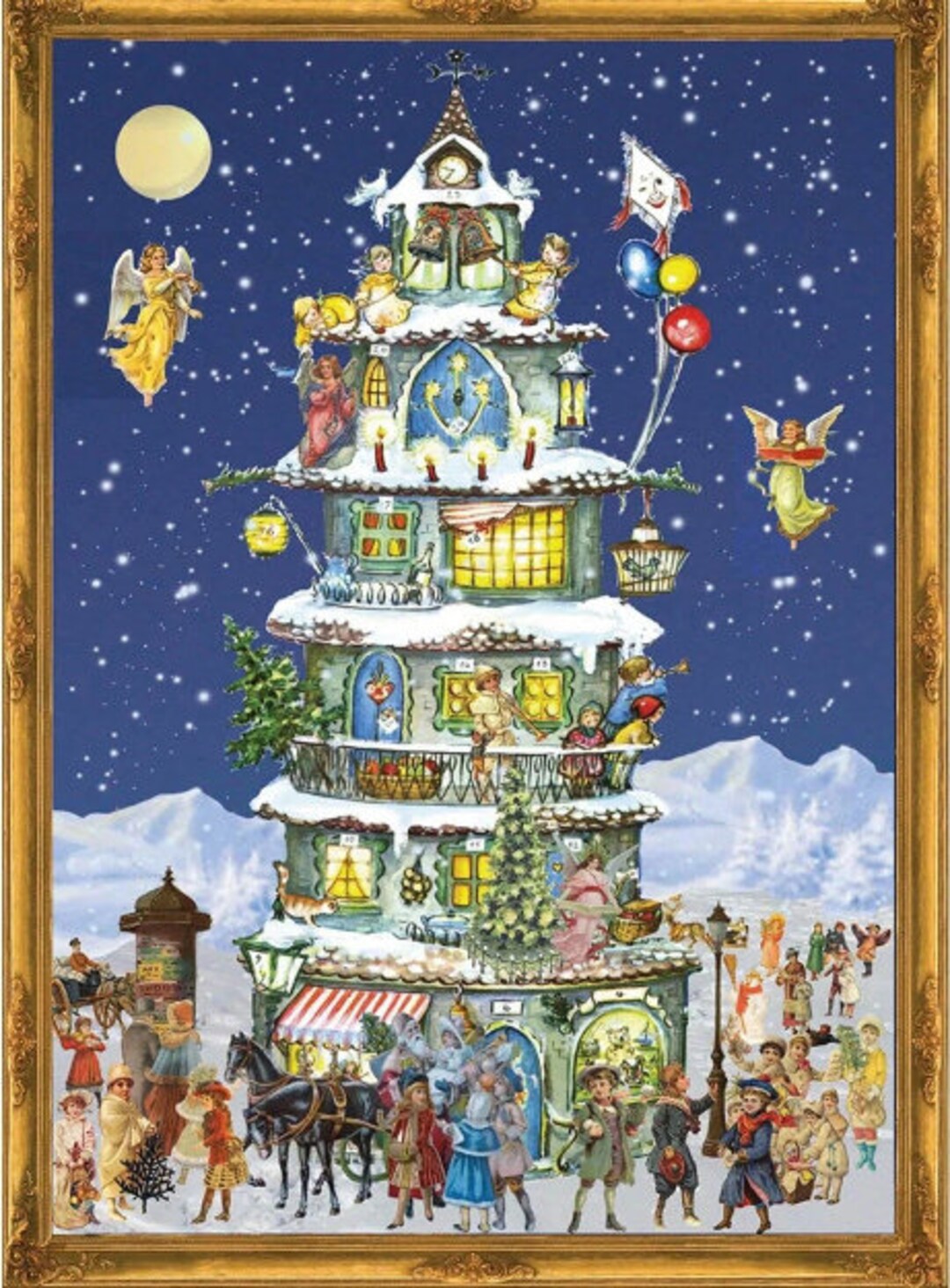 German Advent Calendar Victorian Christmas Tower Etsy