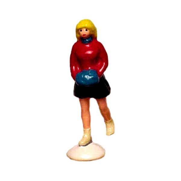 Skater with muff - Hand Cast Vintage Style Metal Figure For Christmas Village Or Model Railroad