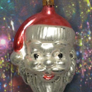 American Style Santa Head: Vintage Look Hand Blown Glass Ornament from Lauscha, Germany