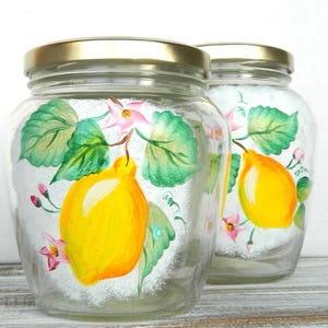 Barattoli di vetro dipinti a mano con coperchi Marmellatiere Set di contenitori da cucina Barattoli di vetro per biscotti Articoli in vetro colorati Contenitore decorativo per alimenti