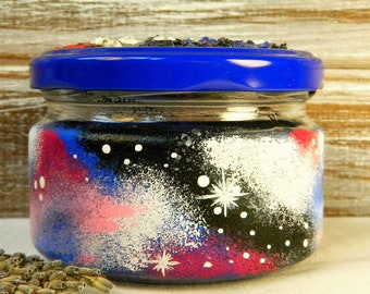 Space nebula coffee canister Hand painted galaxy glass coffee jar Glass tea container Sugar jar handmade