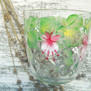 Ribbed candle holder Glass tea light holder Hand painted candle sticks Unique votive holder for cozy ambiance