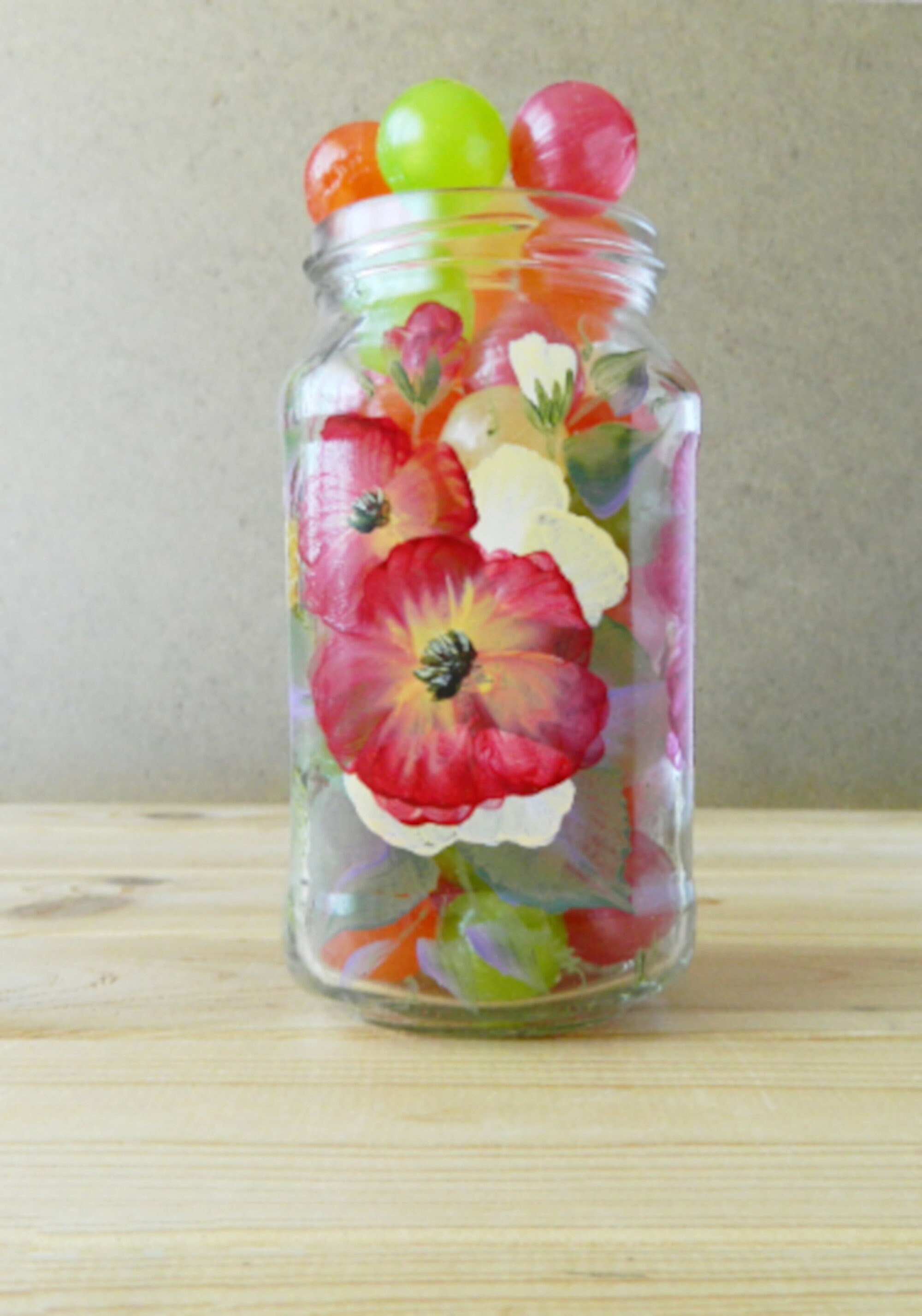 Red Glass Jar & Lid Hand-painted Jar Painted Glass Jars Creative ...
