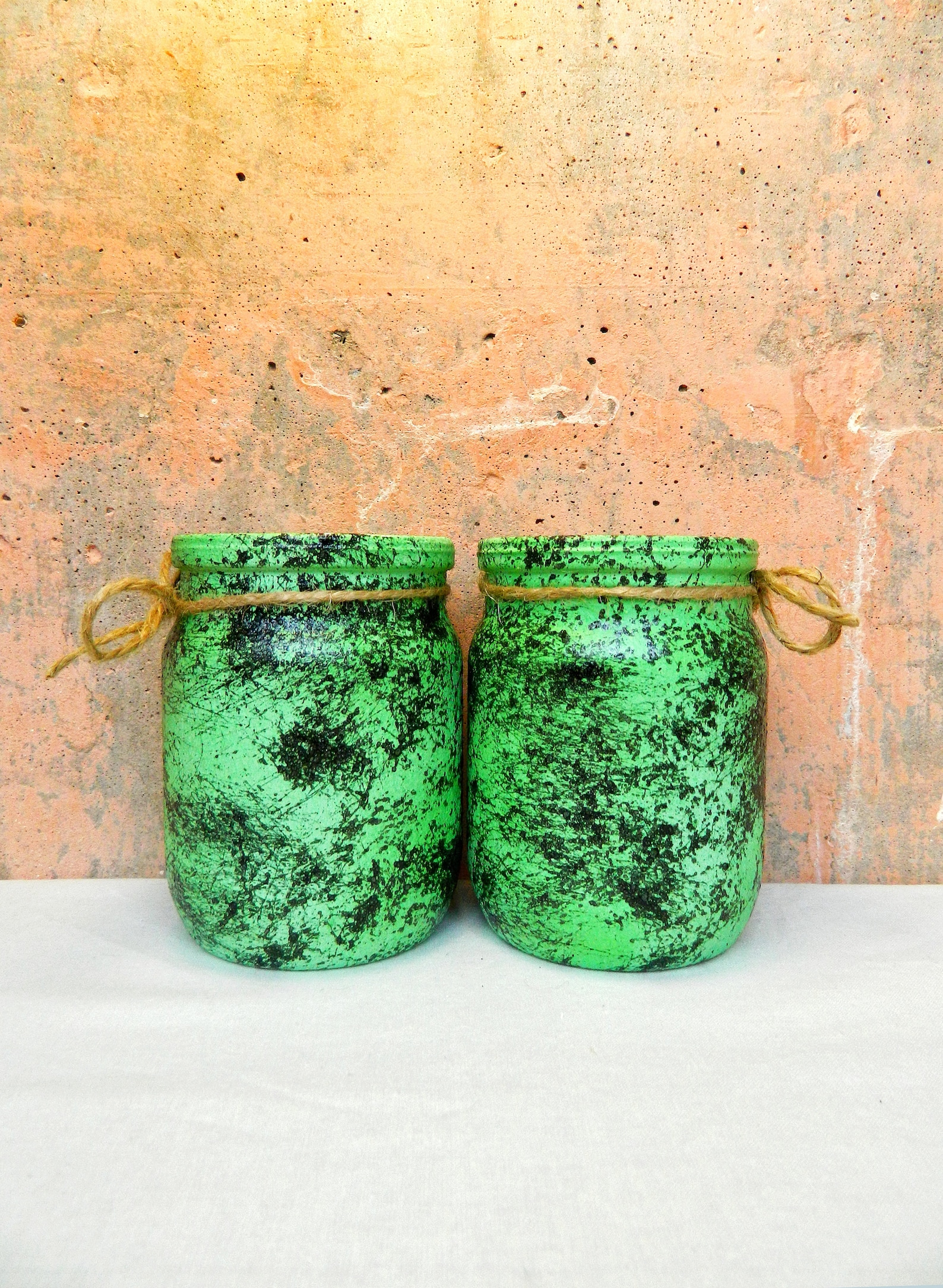 Emerald Green Utensil Holder Painted Kitchen Storage Jar Etsy