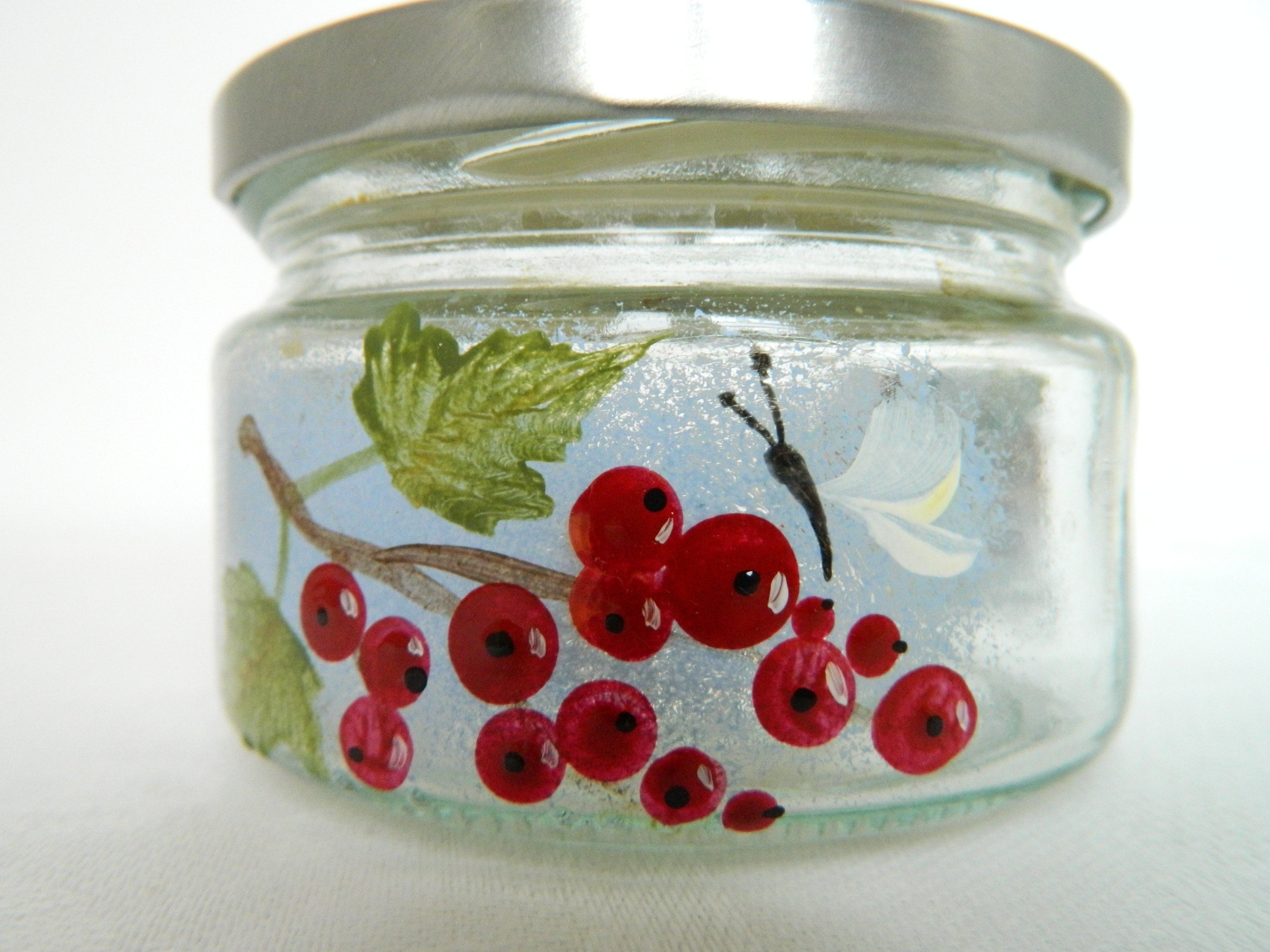 Painted glass jars with screw on lid Colorful kitchen Etsy