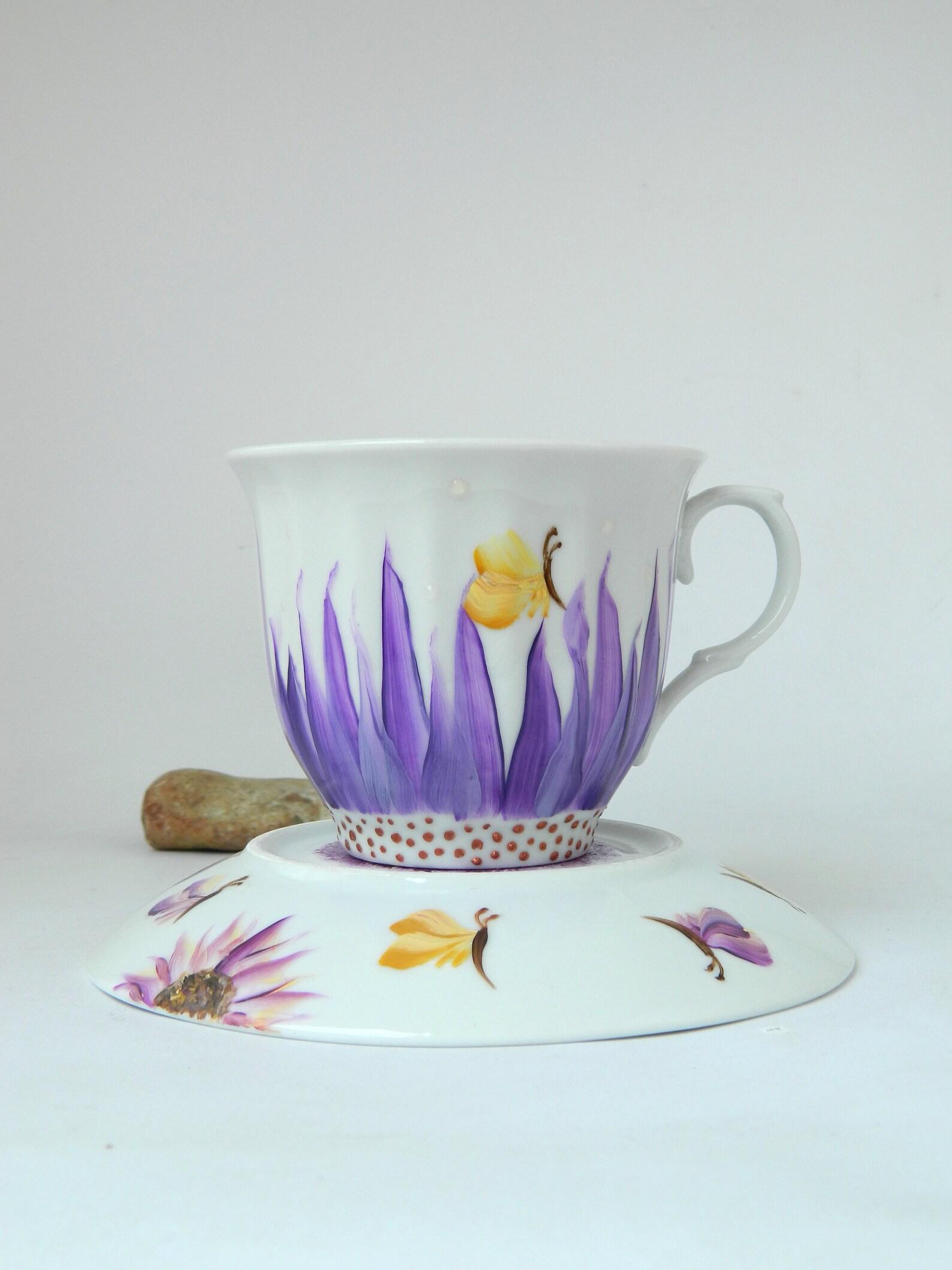 Purple Tea Set Women Violet Teacup and Saucer Butterflies Etsy