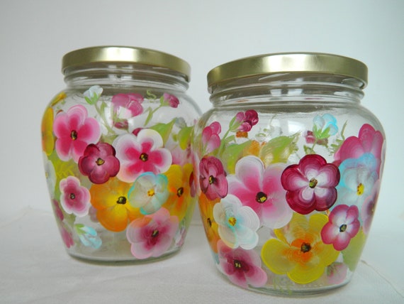 colorful jars kitchen canister set glass cookie jars hand painted jars painted glass jars decorative jars food storage kitchen organizer decorative kitchen jars