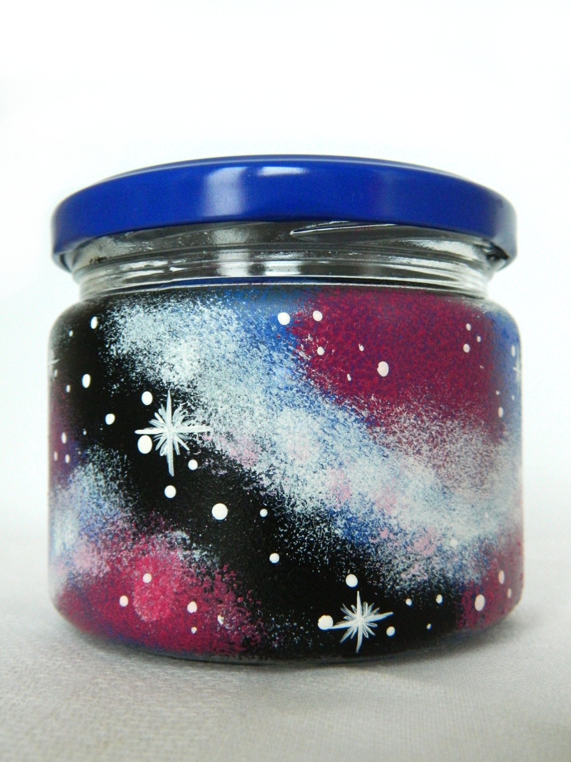 Galaxy jars Hand painted glass jar Glass tea container Coffee Etsy