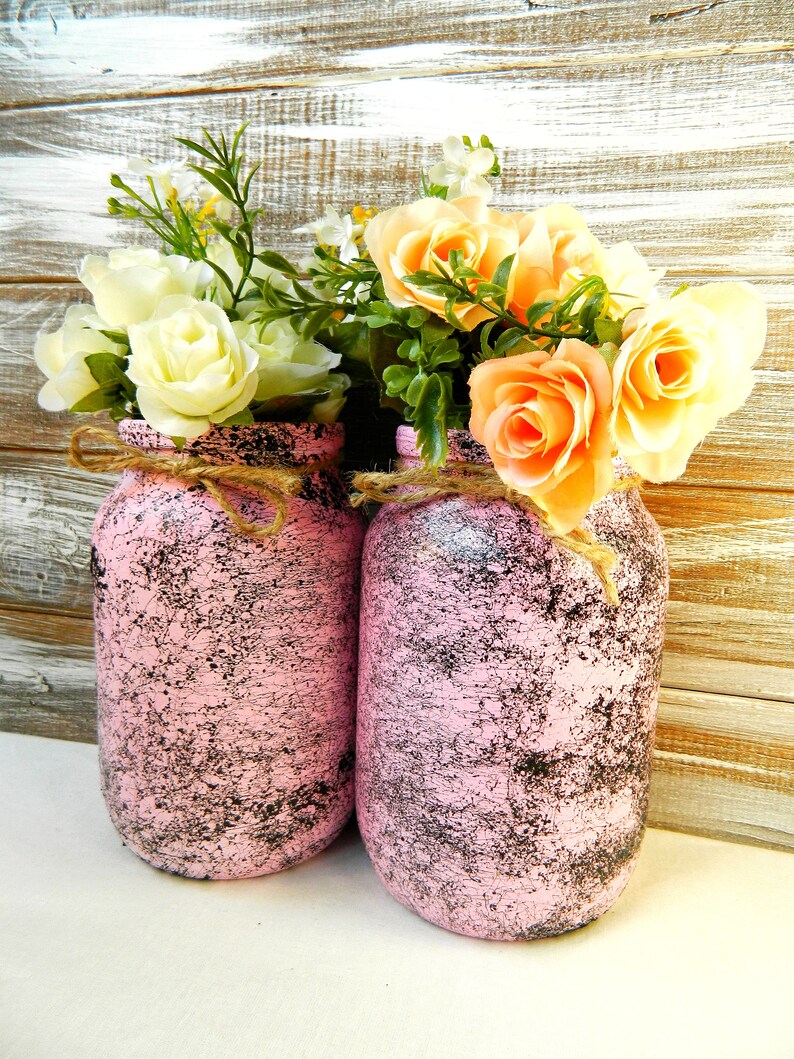 Pink Utensil Holder Painted Kitchen Storage Jar Marble Hand Painted