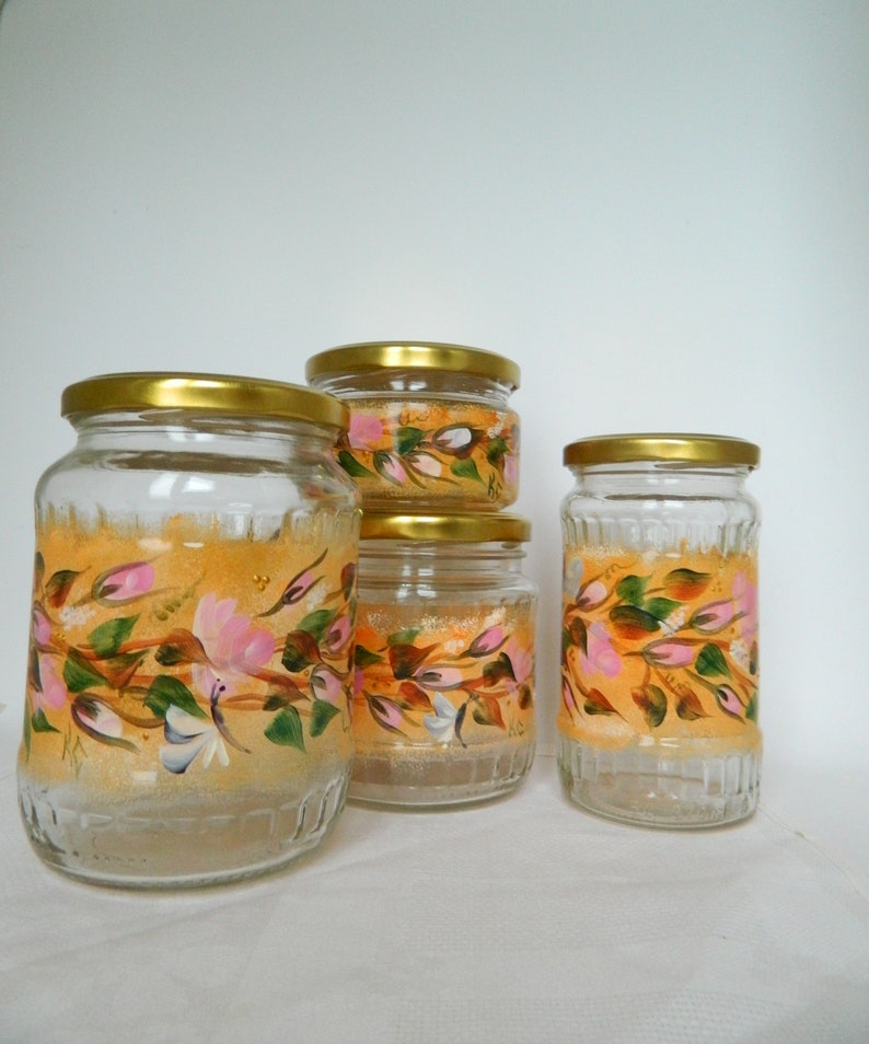 Light orange kitchen canisters set of 4 Eco friendly storage Etsy