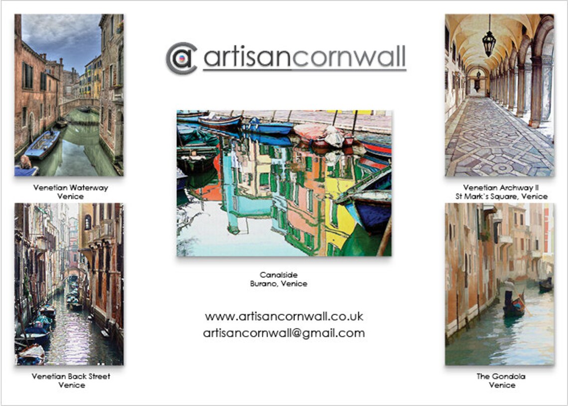 Cards of Venice. 5 Assorted cards. Images of Venice. Perfect Etsy