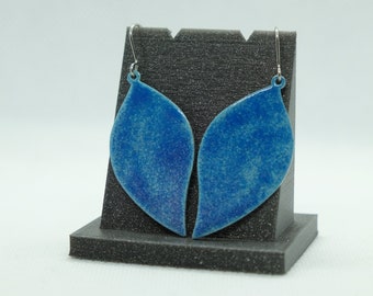 Enamel Earrings  / Sea Blue /  Contemporary Abstract Earrings / Leaf shape / Aluminium Base / Handmade / Gift for Her/