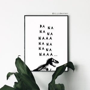 Jurassic Park // A4 Print // A5 Print // Wall Art // Kids Bedroom // Dinosaur // Nursery Decor // Home Decor // Monochrome // 90s //