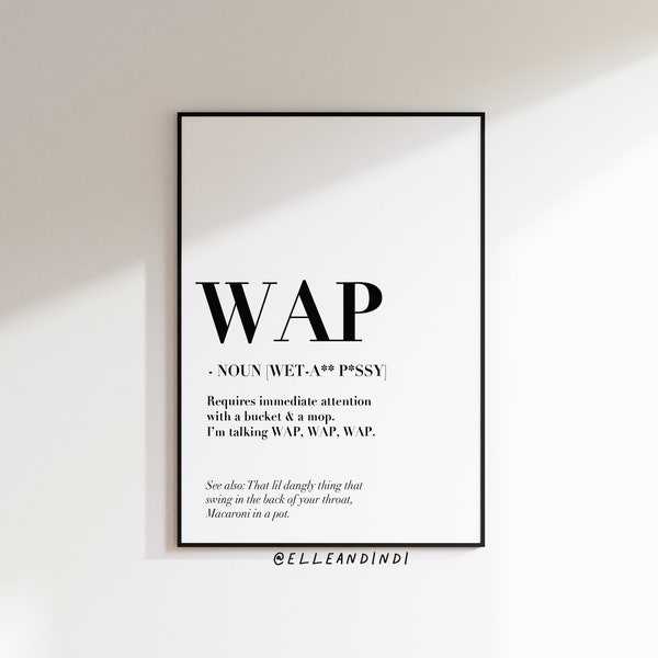 WAP-definitie//grappig//typografie//print//poster//vloeken//Cardi B//aanwezig//Wall Art//A3//A4//A5//muziek//lyrics