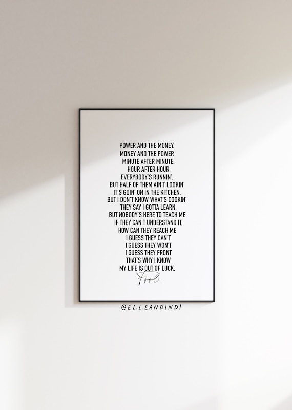 Coolio - Gangsta's Paradise // Lyrics // 90's // Rap // A3 // A4 // A5 /  Typography // Poster / Wall Art / Present / Print // Monochrome //