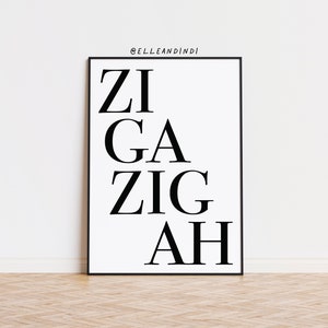 Zigazigah // Lyrics // Bedroom // Home // Spice Girls // A4 // A5 // Monochrome // Nursery // Wall Art // Children's // Scandi / Nordic