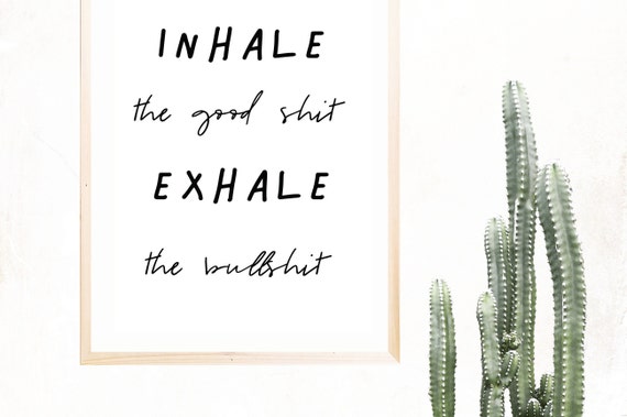 Poster Métal Vintage "Inhale Exhale" 20x30 Cm - Déco Murale Rétro Bar Café Atelier