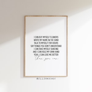 I can buy myself flowers / Miley cyrus / Girl power / print / lyrics / wall art / sign / poster / valentines / gift idea / music / art