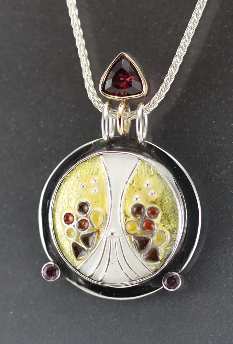 Cloisonne Pendant With Gold and Gemstones Etsy