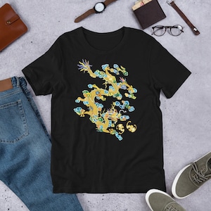 Nguyen Dynasty Dragon Colorized T-Shirt| Vietnamese Asian Dragon, Golden Sky Serpent, Traditional East Asian Design, Southeast Asian Art