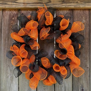 Black and Orange Base Wreath / DIY Orange and Black Wreath / Add your own ribbon or sign / Basic Mesh Wreath