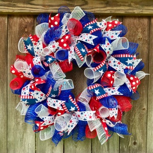 Red White and Blue Wreath / USA Wreath / Patriotic Wreath / Teacher Wreath / 4th of July Wreath / Independence Day / Custom Wreath