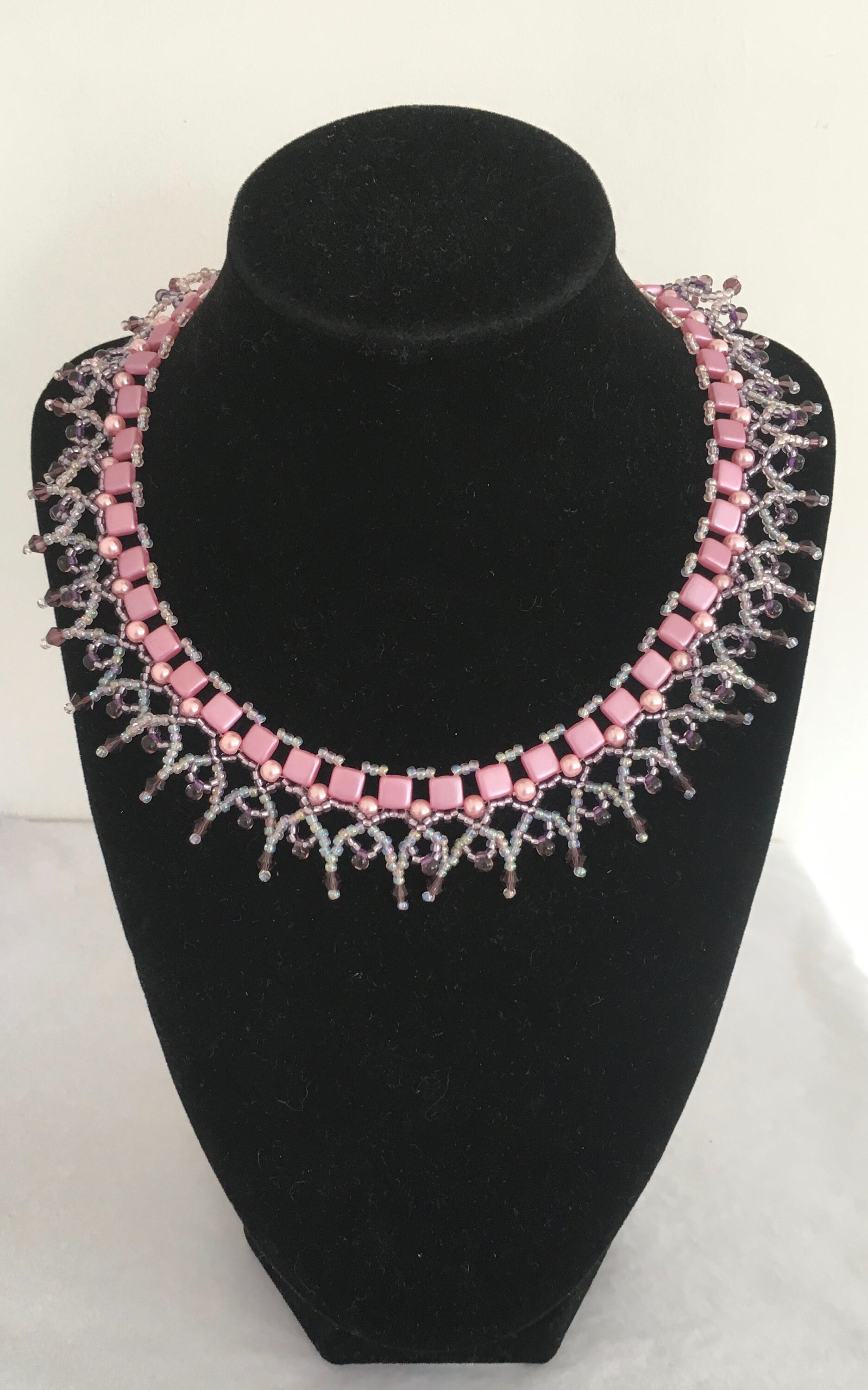 Buy Rani Pink Beaded Necklace With Multiple Strings And kundan Work