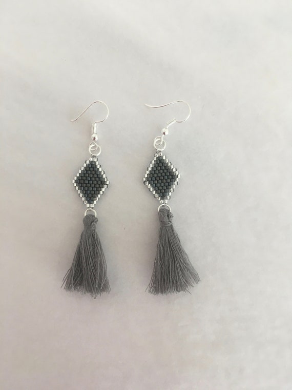Beaded earrings monochrome colour 