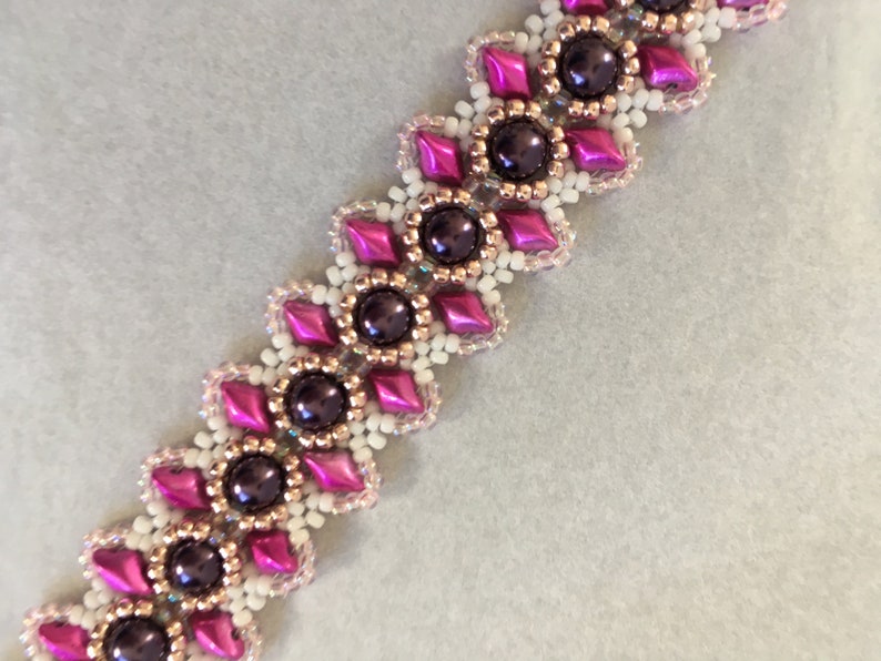 Beaded Bracelet White Pink Purple Colours Purple Pearls Rose - Etsy