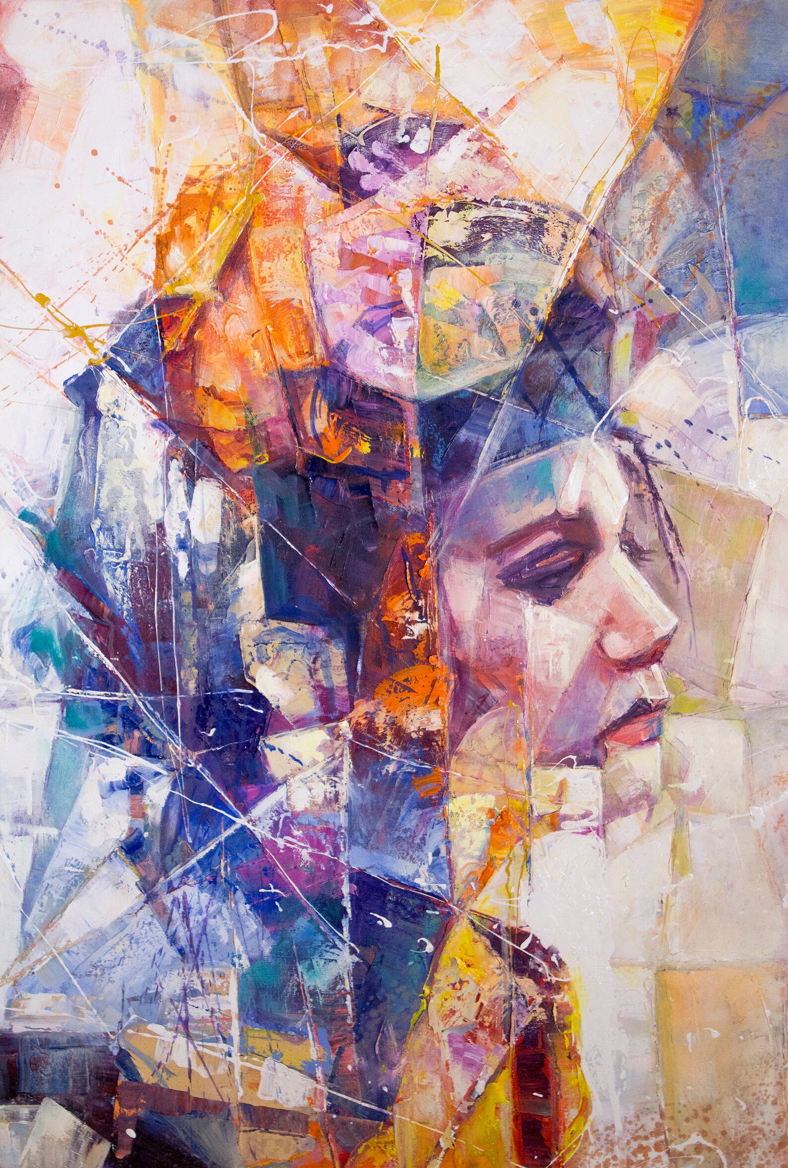 Handmade figure Painting. Original Oil Texture. Cubist art | Etsy