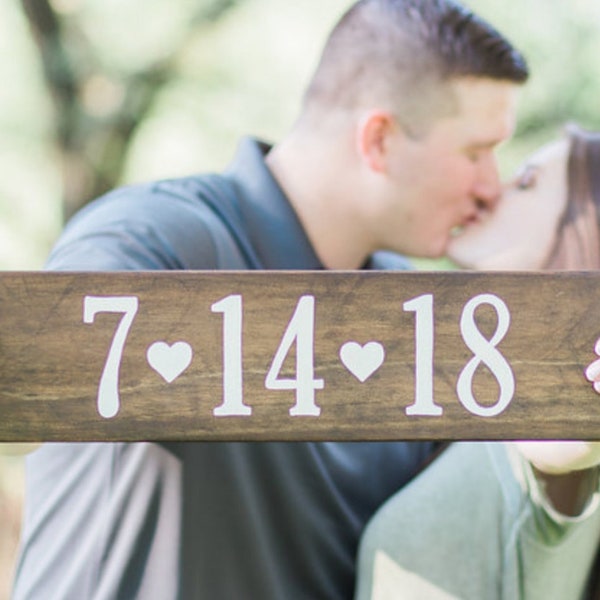 Save the Date Sign / Customizable Engagement Announcement Photo Sign / Handmade Wood Wedding Date Sign / Rustic Wedding Decor / Barn Wedding