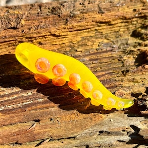 Glass Tentacle Pendant - Handmade Lampwork Octopus Necklace in Yellow and Swirly Peach