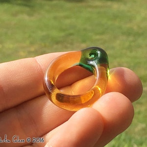Handgemachte Glas Jelly Sweet Ring Lampwork Anhänger Halskette in Gelb